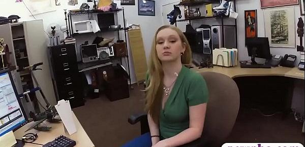  Blonde babe railed by pervert pawn man in his office